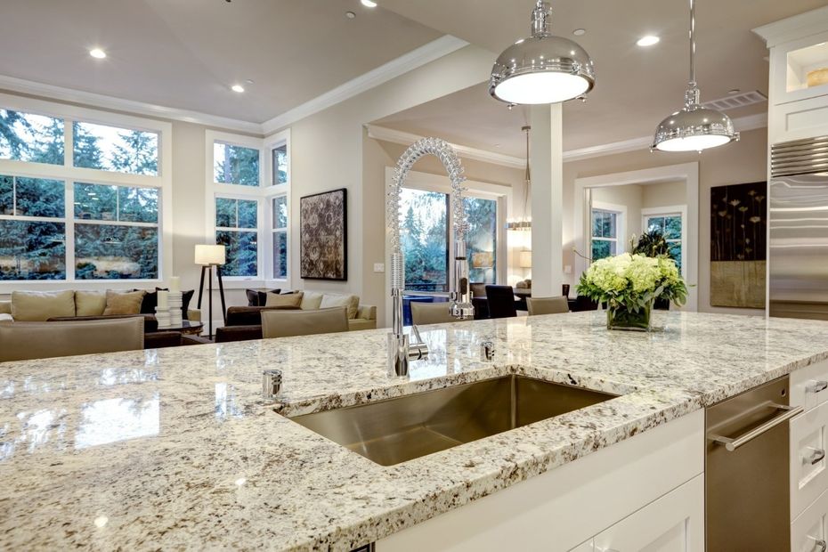 marble table with basin and a tap